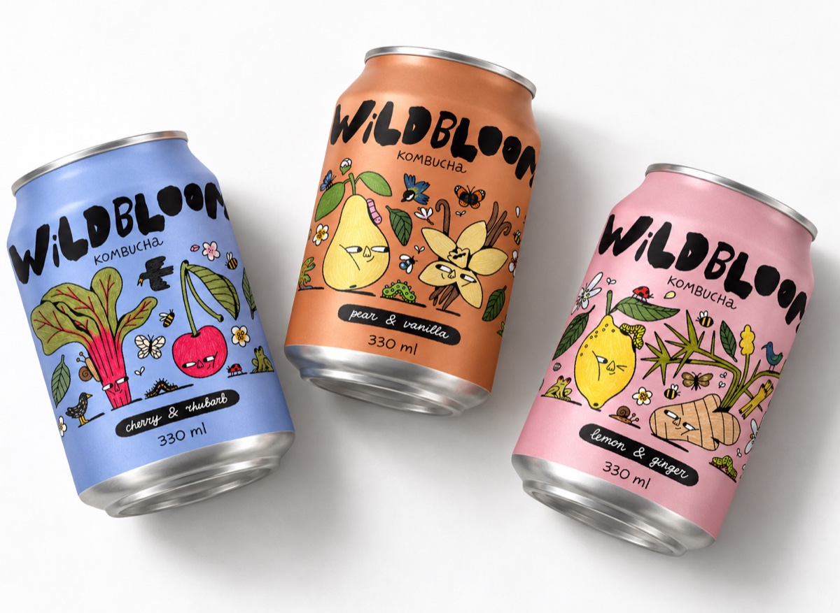 Packaging illustration — WILDBLOOM Kombucha